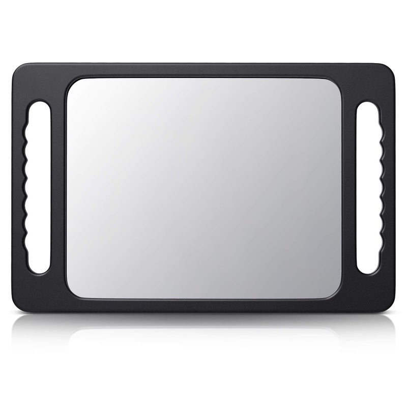 TASALON Unbreakable Hand Mirror with Double Handle - Large Handheld Barber Design for Hair and Beauty Salon - Durable Hand Held for Barbershop - Lightweight Haircut Mirror with Double Handgrip - Image 1